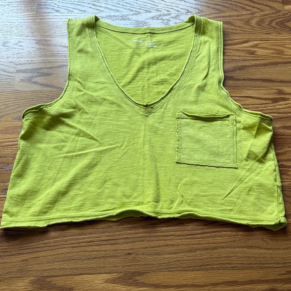 Aerie Lime Green Cropped Tank Top